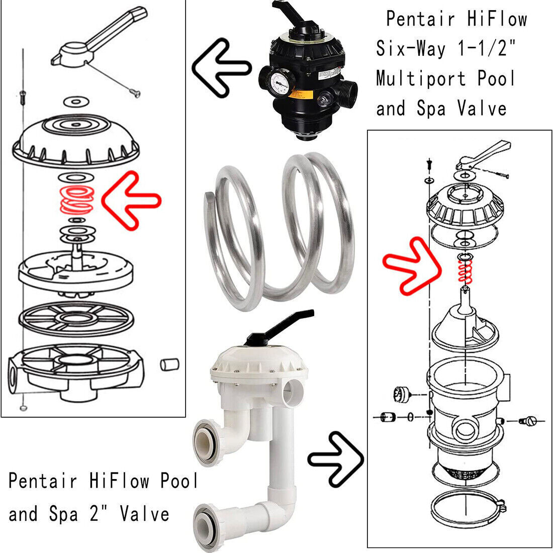 272400 Compression Spring for Pentair HiFlow 1-1/2" Multiport Pool Spa 2" Valve