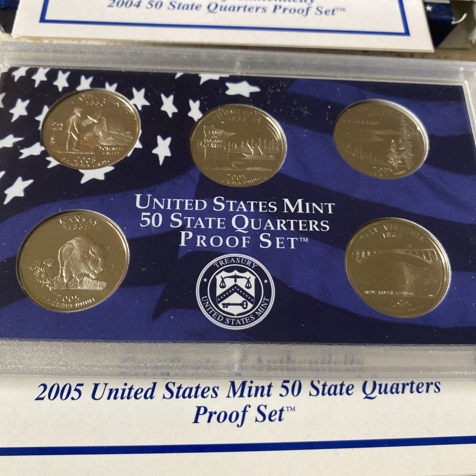2003, 2004 & 2005 US Mint State Quarter Proof Sets with Box & COA, Uncirculated