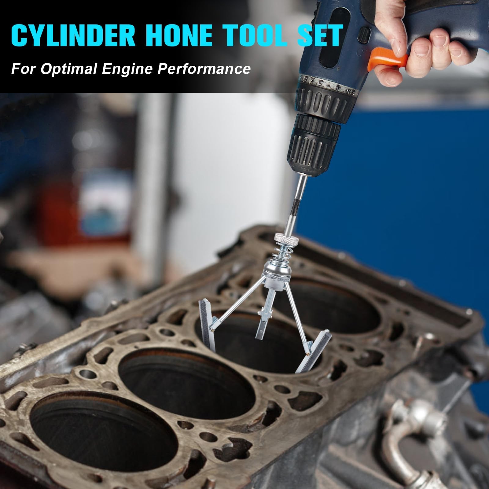 7Pcs Engine Cylinder Hone Tool Kit 3/4 to 7 Adjustable Deglazer Rebuild Engine