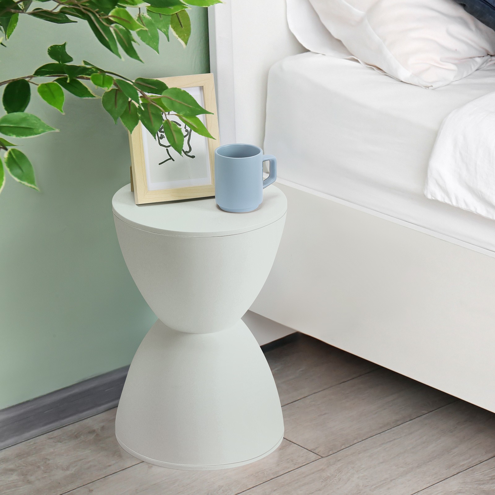 Modern Hourglass Shaped Stool Round Stool Garden Stool Side Table Plant Table