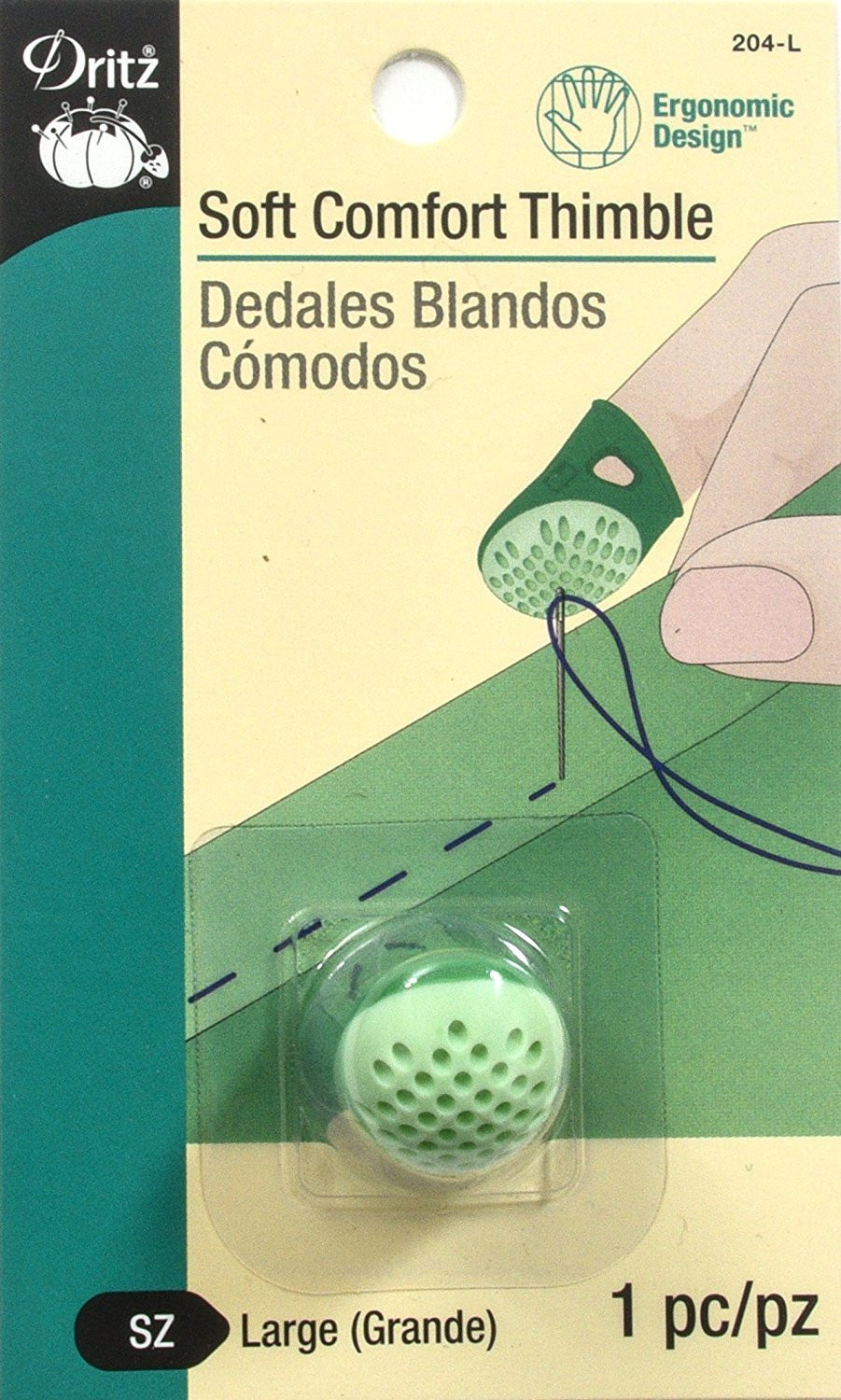 Dritz Large Green Soft Comfort Thimble for Sewing Quilting and Crafting