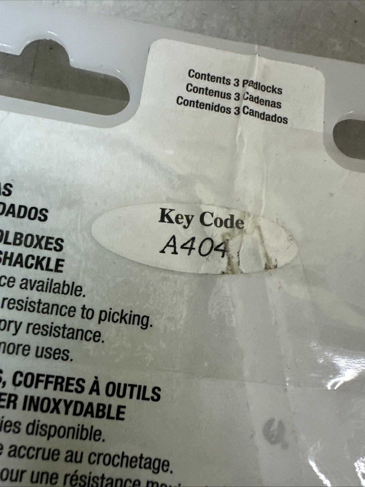 NEW Master Lock 3pack Key Code A404 PN: 1SSTRILH