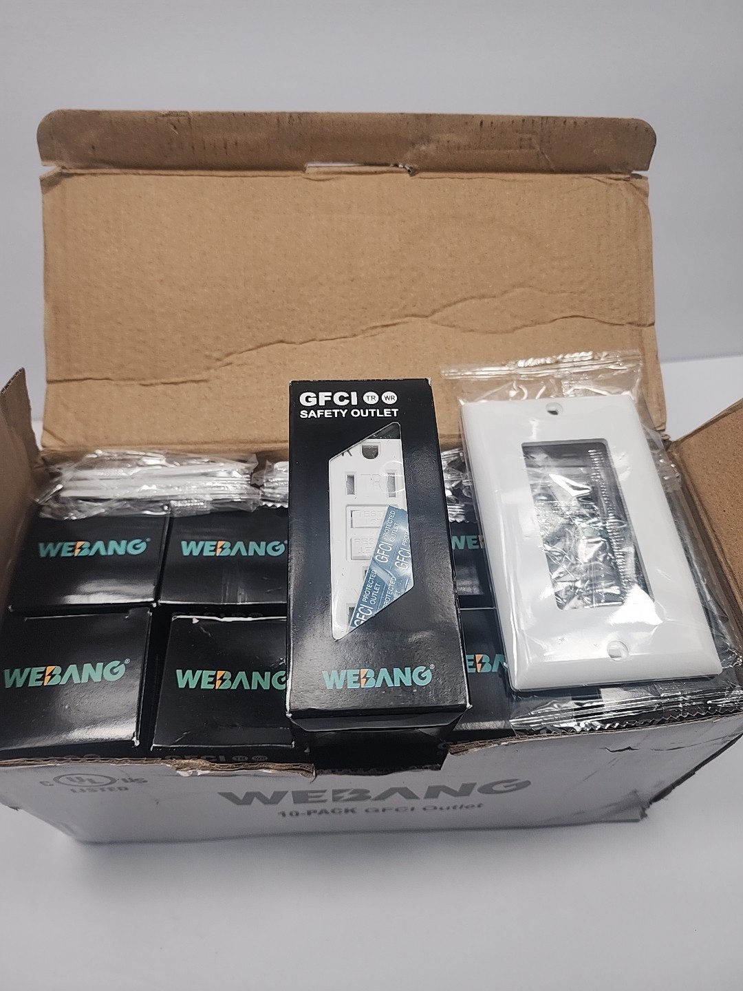 10 Pack WEBANG GFCI Outlet 15Amp, Tamper Resistant with Wall Plates