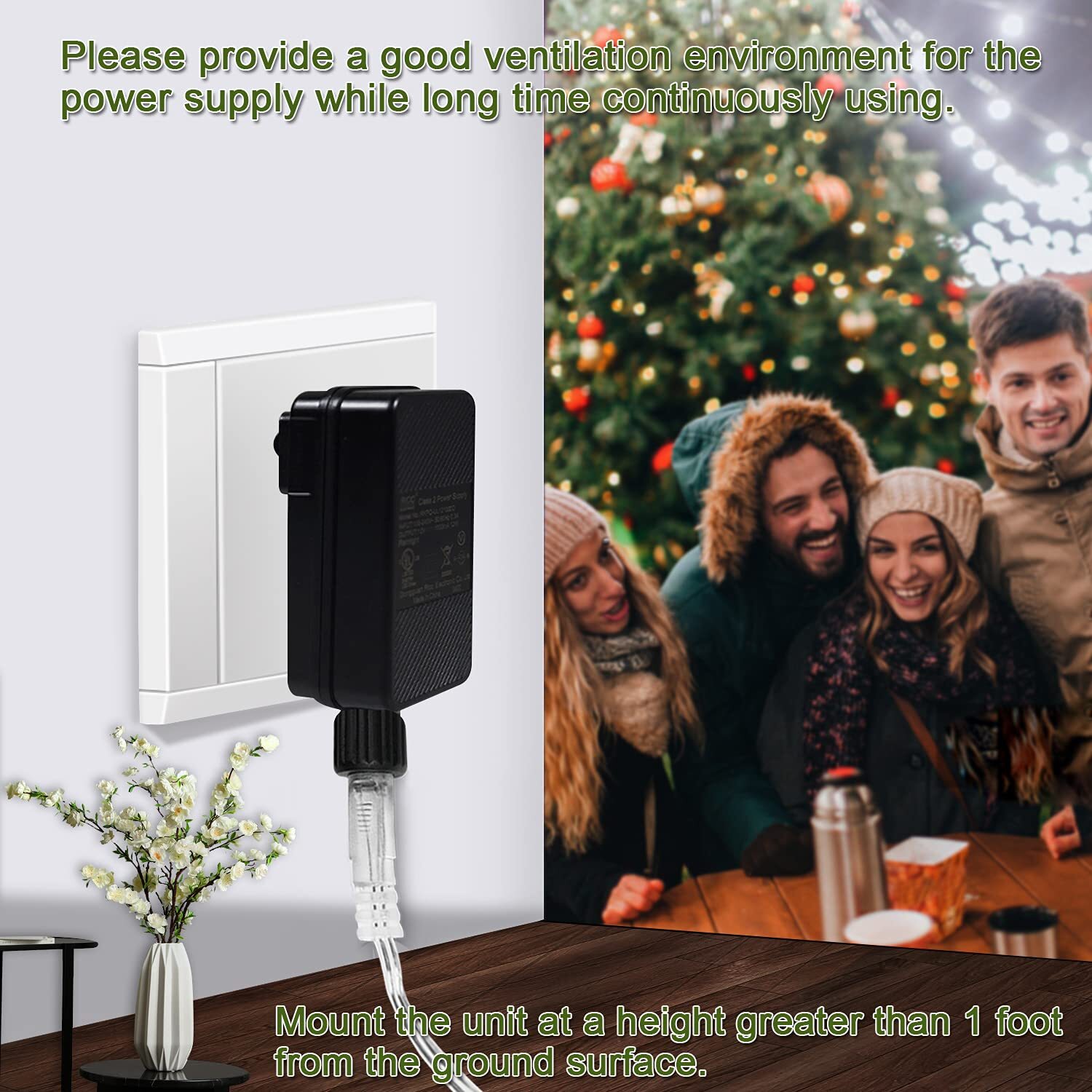 12V 1A Low Voltage Power Adapter for Outdoor String Lights Yard Inflatables