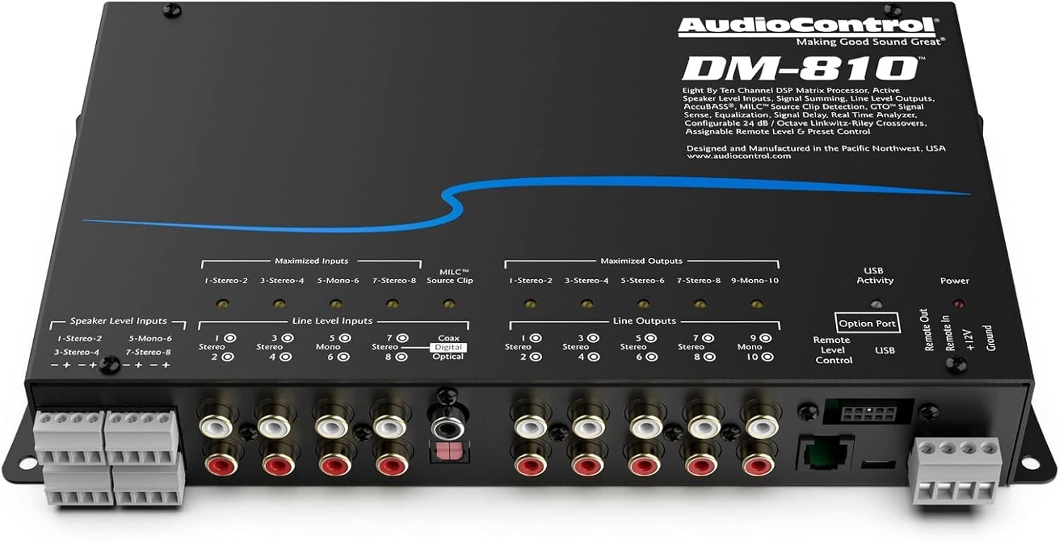 AudioControl DM-810 DSP Matrix Processor 8-Input 10-Output 30-Band EQ AccuBass