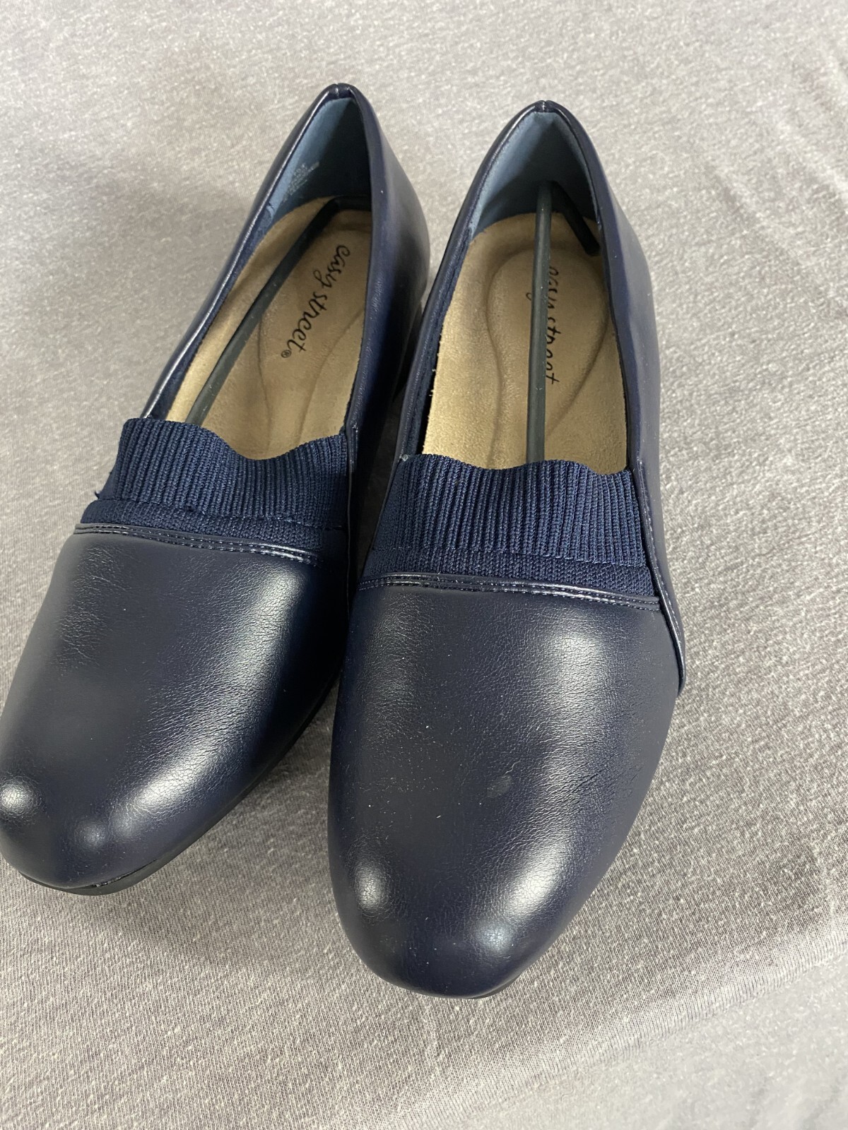 NEW Easy Street Shoes Aba Slip On Loafers Navy Stretch Womens 7.5W Super Flex