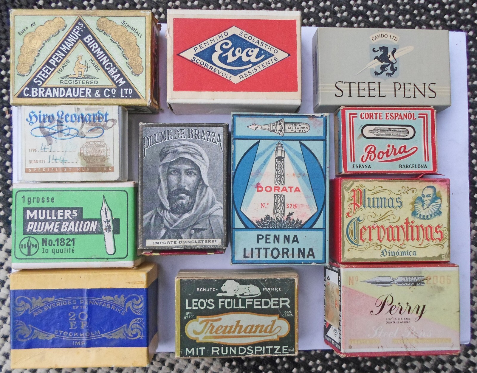 12 vintage nib e.g. Boira,Eva,Hiro,Leonardt, Leo's, Littorina, Müller,Perry