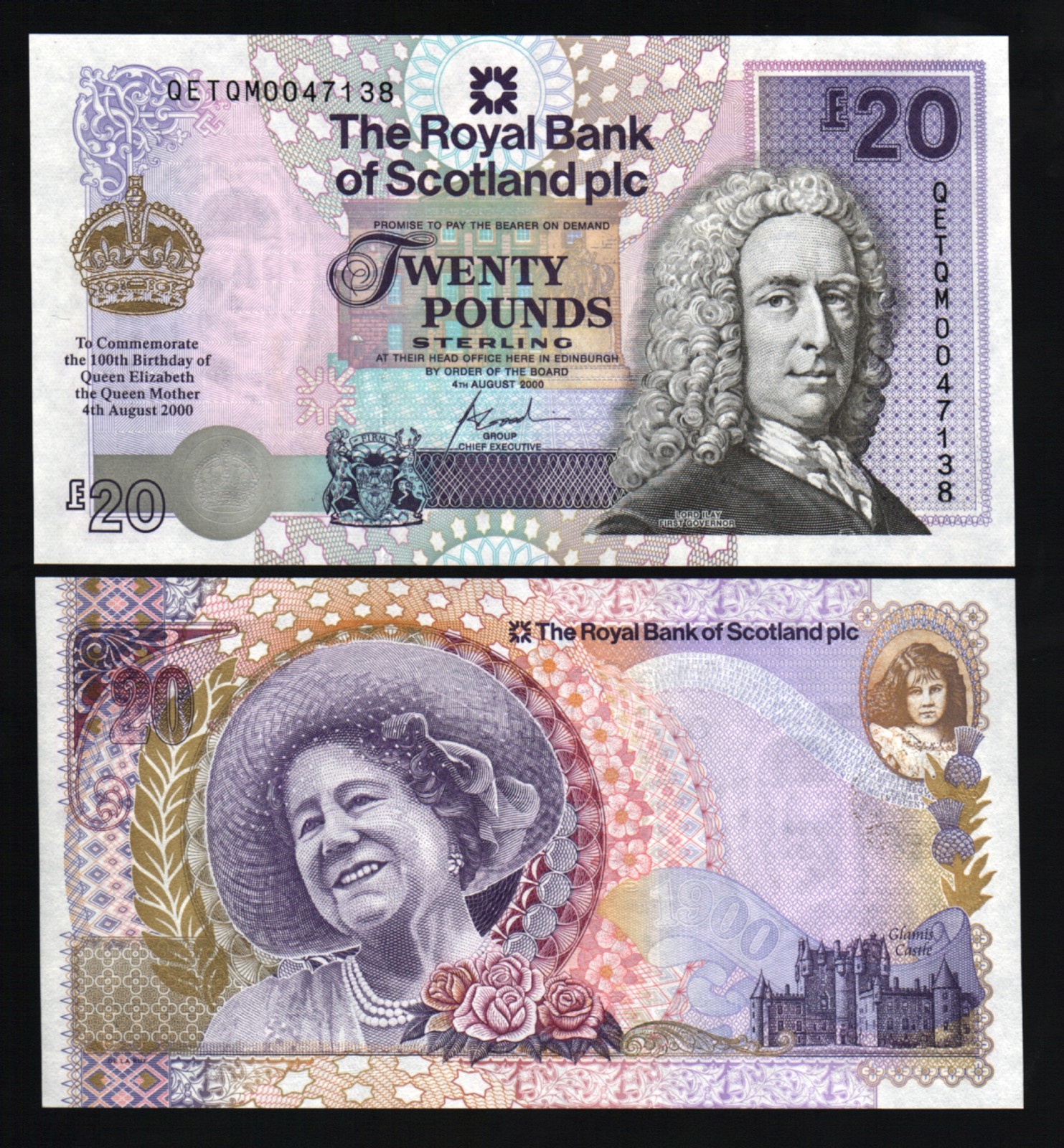 SCOTLAND 20 POUNDS P-361 2000 Queen England COMMEMORATIVE UNC MILLENNIUM NOTE