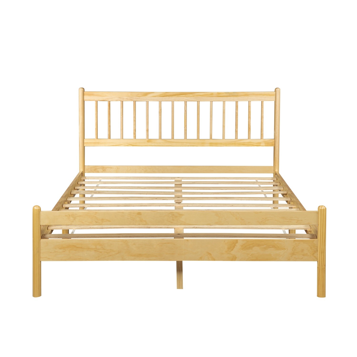 Queen Size Solid Wood Bed Frame w/ Headboard & Footboard No Box Spring Needed