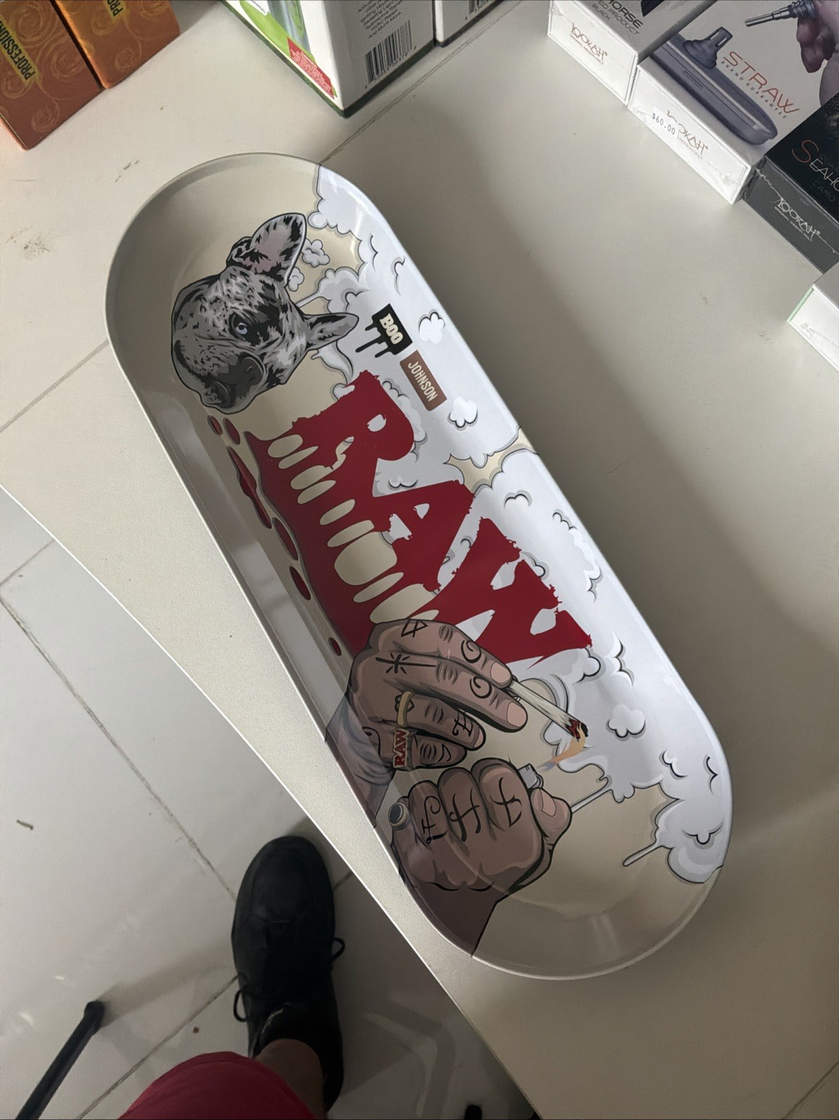 Boo Johnson RAW Rolling Tray Skateboard Deck tray collectible stack 18 in
