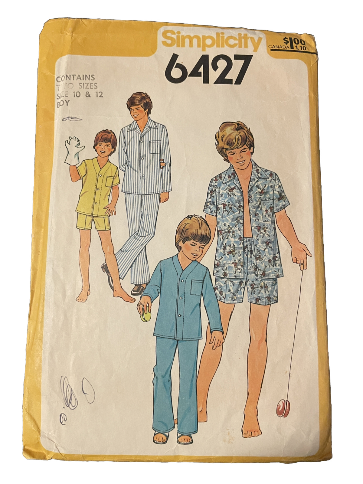 6427 Simplicity Boys Vintage 1970s 2 Pc Pajamas Shorts Pants Size 10 12