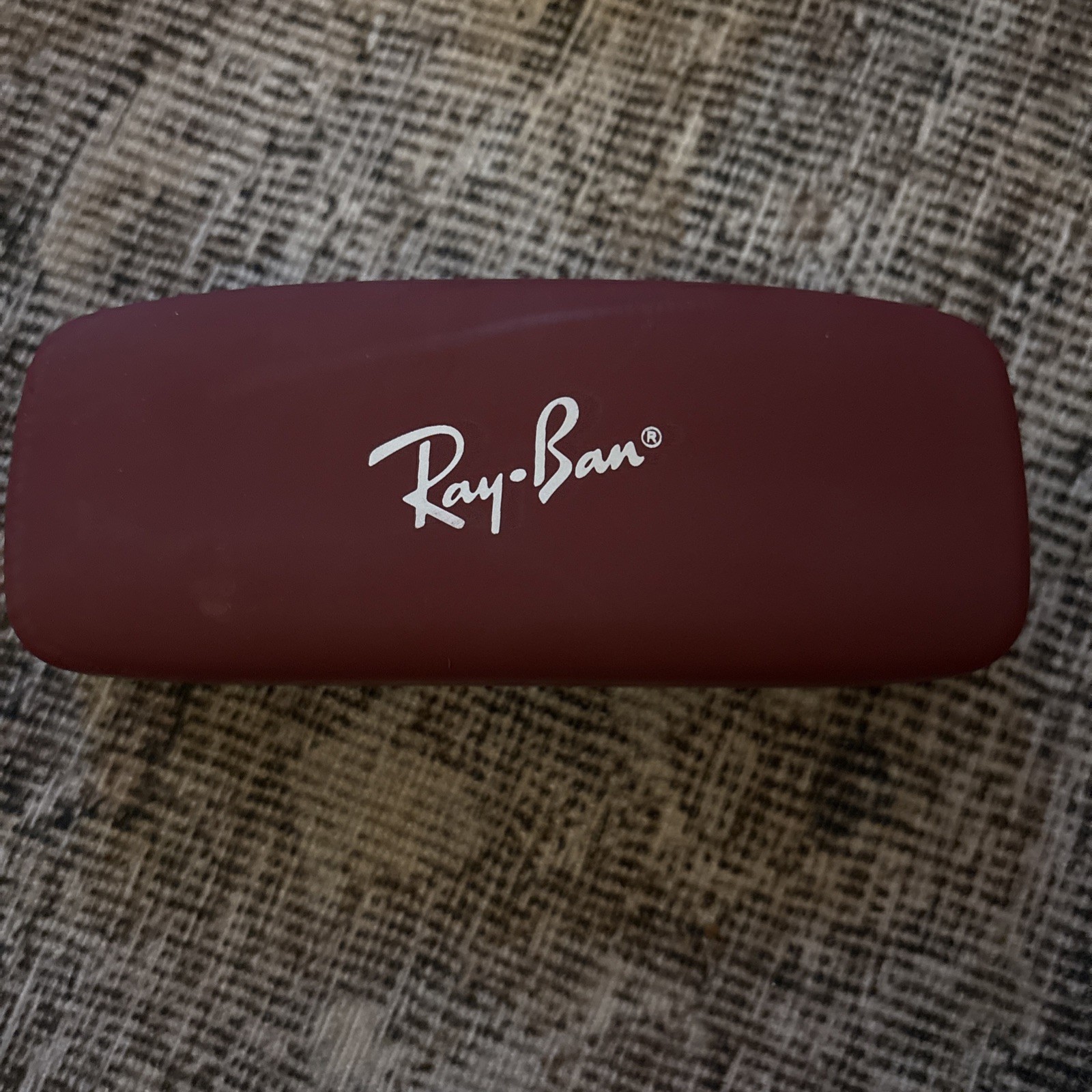 Ray-Ban Hard Shell Sunglasses Case Burgundy w/ Red Velvet Lining 6”