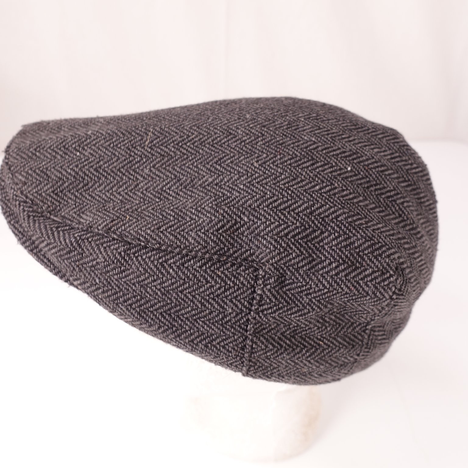 Boys Wool Blend Flat Cap Herringbone Pattern Gray Adjustable Hat