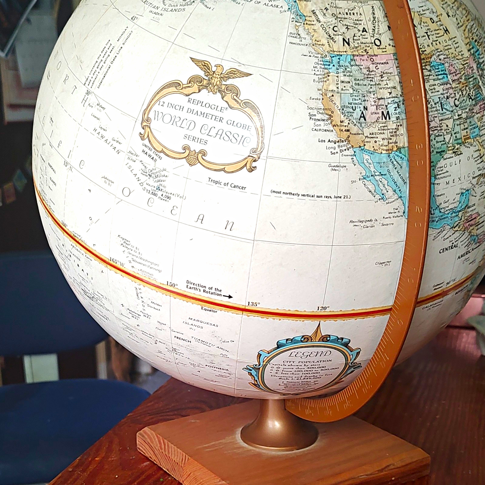 Replogle World Classic Series 12in Tabletop Globe Classic Semi-Meridian Wood