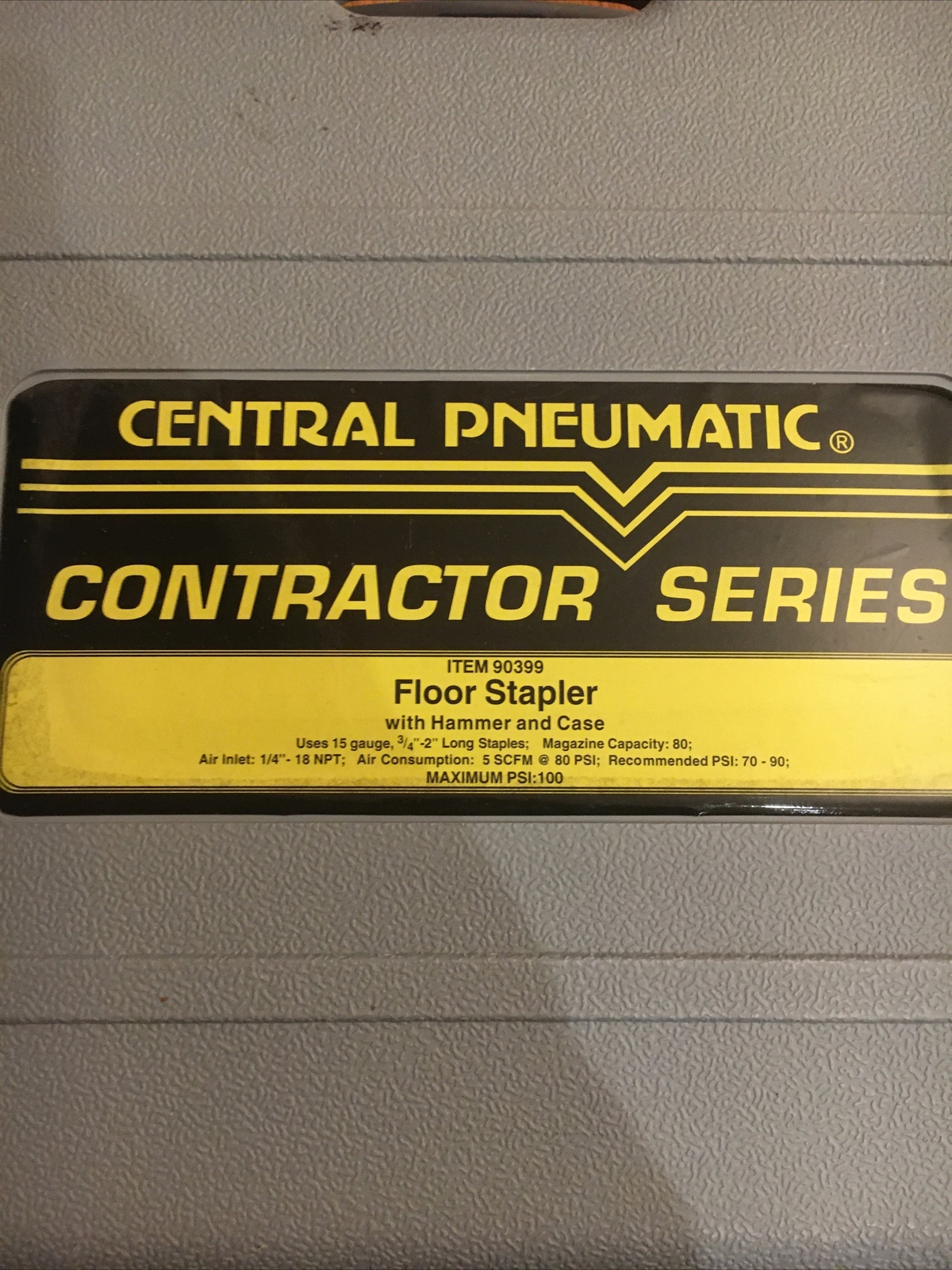 Central Pneumatic Contractor Series Stapler With Hammer And Case 90399