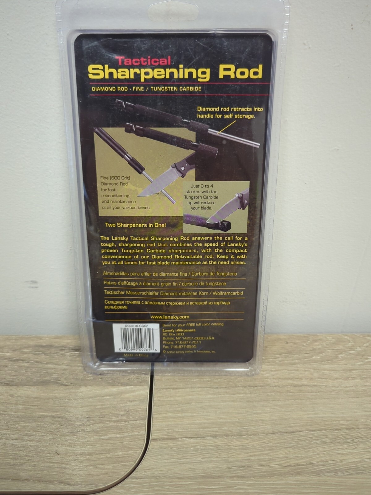 Lansky Tactical Sharpening Rod Retractable Full Diamond-Grit Sharpening Surface