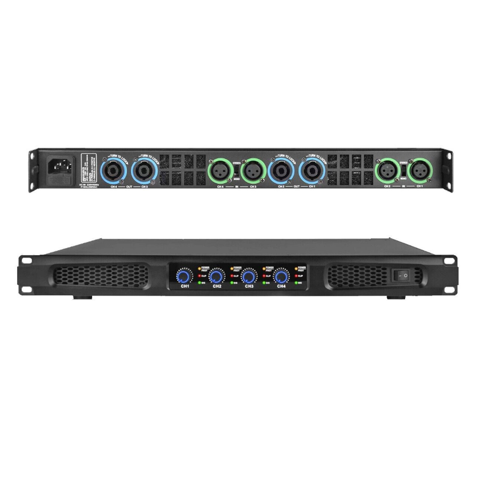 High-Tech 5200W 4-Channel Class D Digital Power Amplifier 5200 Watts PEAK Output