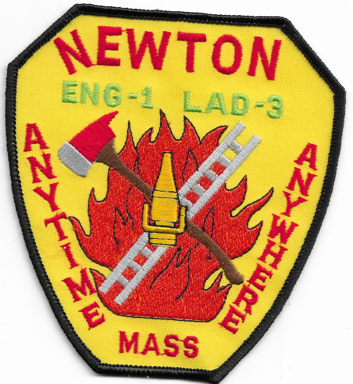Vintage - Newton  Engine - 1 / Ladder - 3, MA (4.5" x 4.75" size) fire patch
