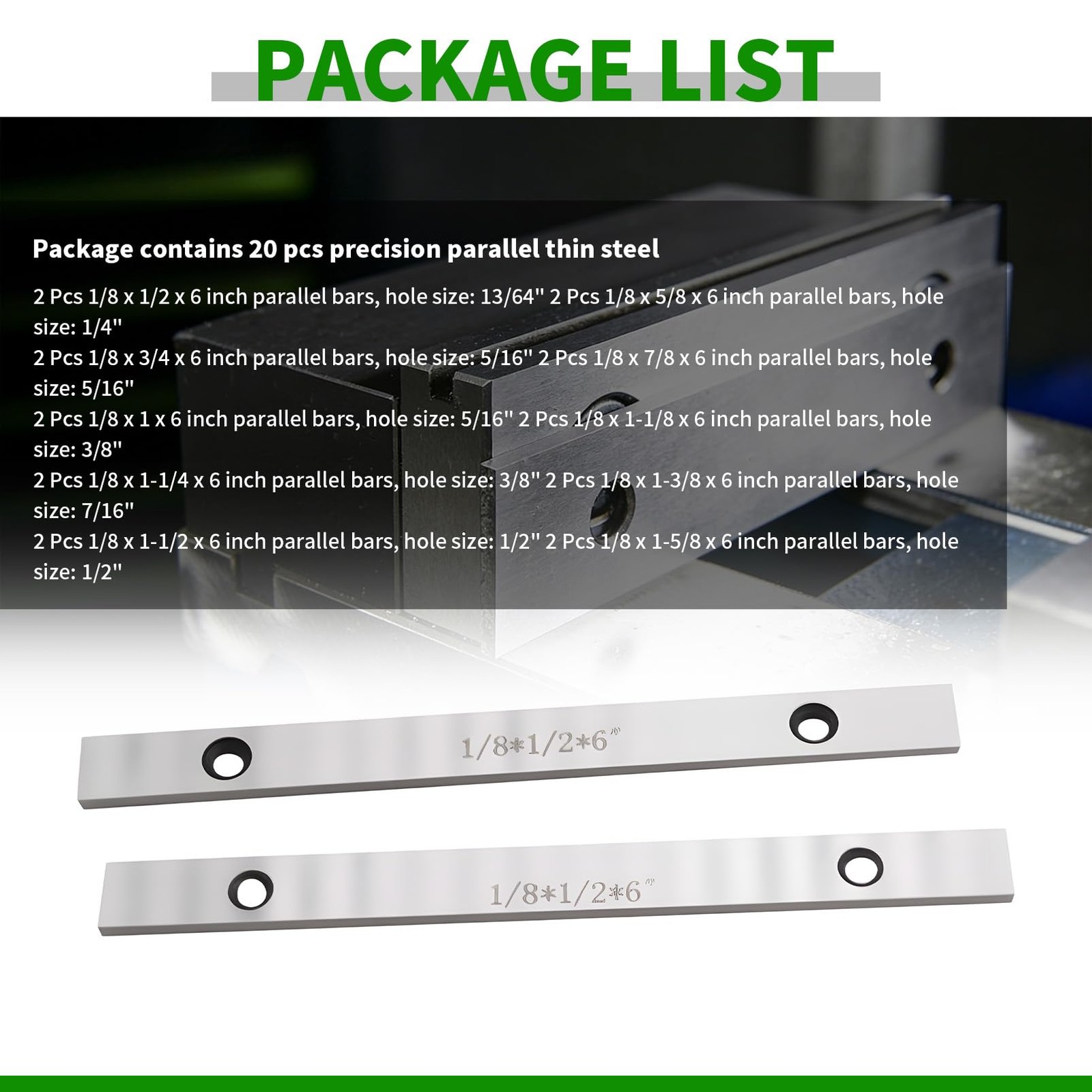 10 Pairs Precision Parallel Set 1/8" x 6" Accuracy 0.0002" Thin...