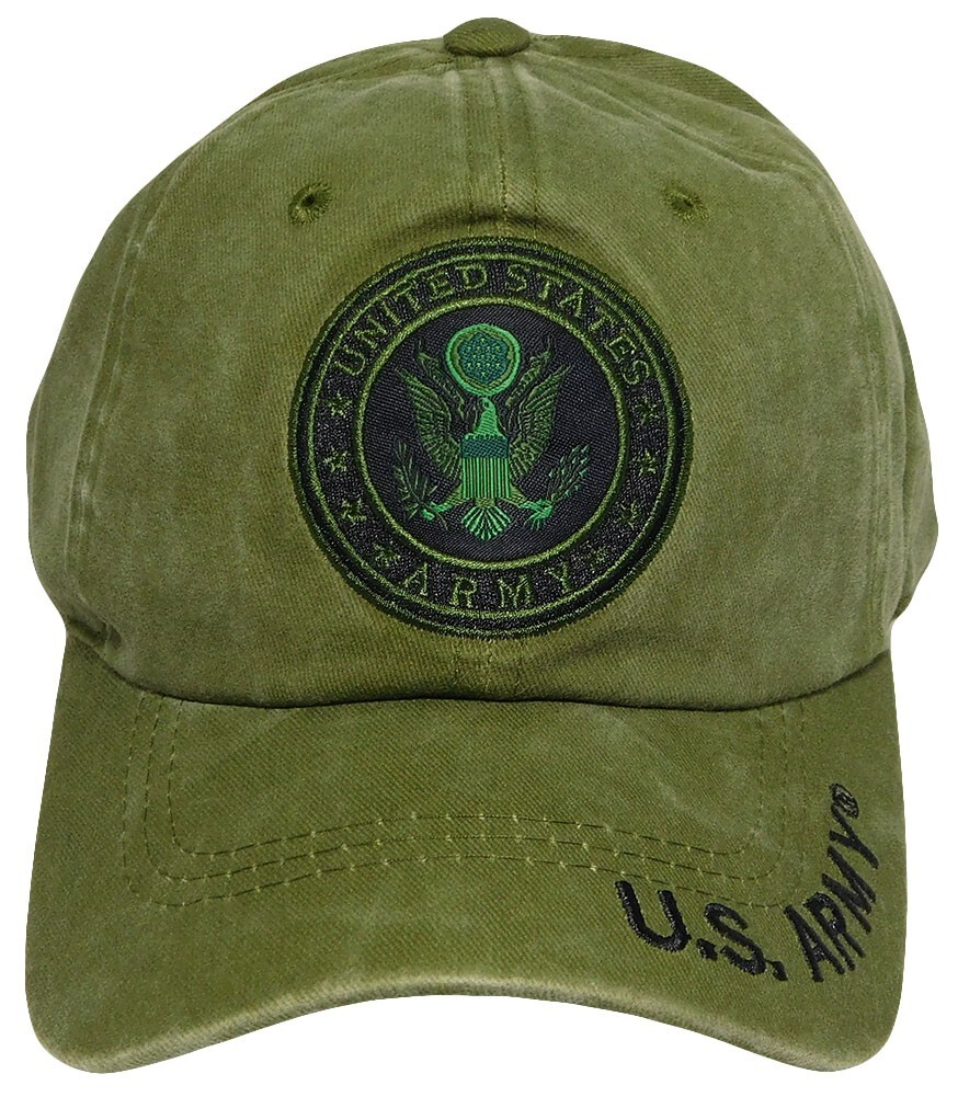 United States U.S. Army Emblem Olive Green Cotton Embroidered Cap Hat - Licensed