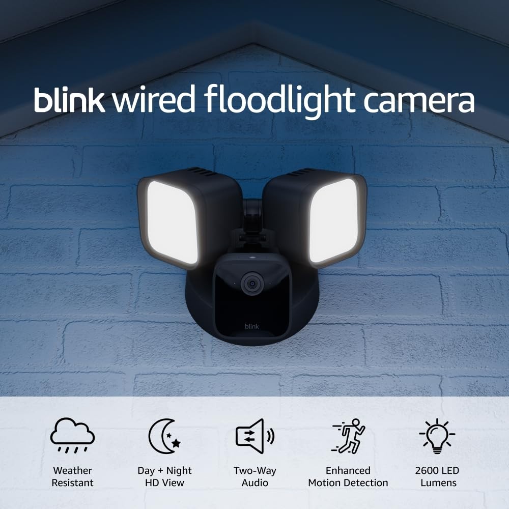 Blink Wired Floodlight Camera Smart Security Camera 2600 Lumens HD Live View NEW
