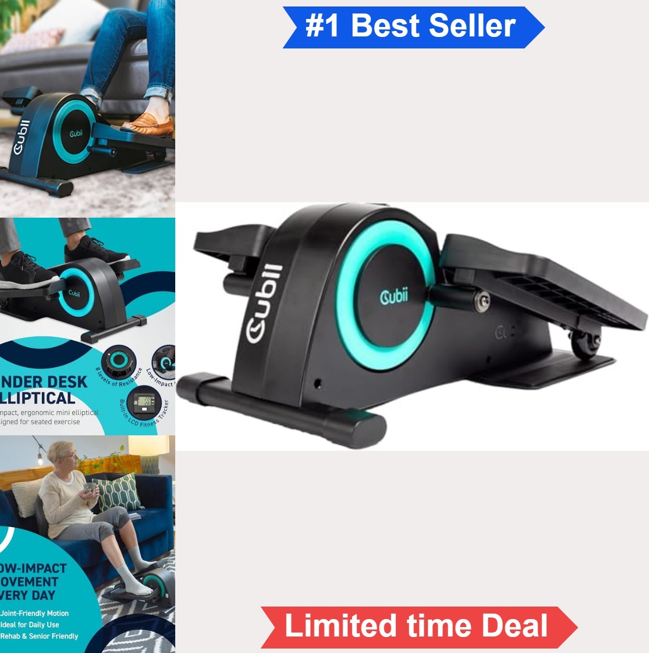 Under Desk Elliptical Pedal Exerciser Seated Mini Bike Work from Home Exercise