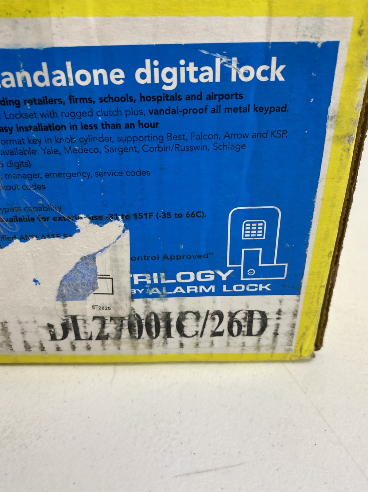 Alarm Lock DL2700IC26D Digital Keypad Lock