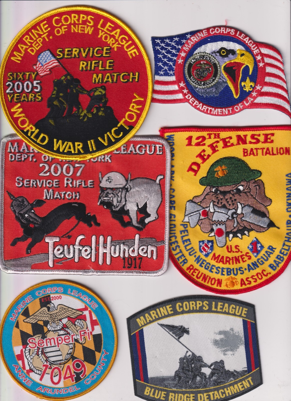 Lot of 9 Marine Corps WWII Veterans Marine Corps League Rifle match patches