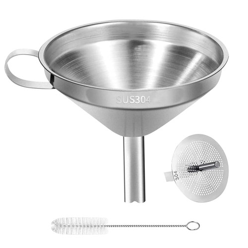 Stainless Steel Kitchen Funnel, 4.3-Inch Food Grade Metal Funnel with Silver