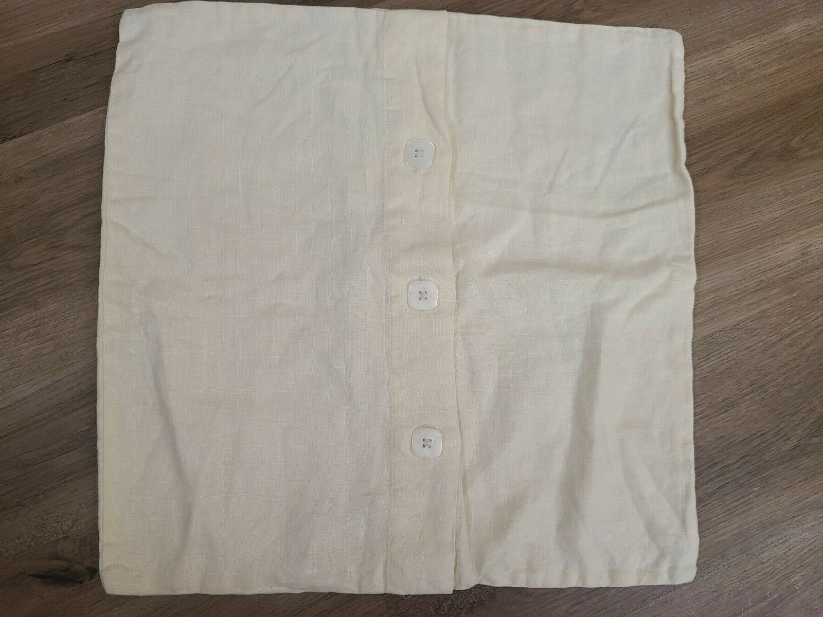 Pottery Barn "Light Yellow w/Buttons" 18" Linen Pillow Cover