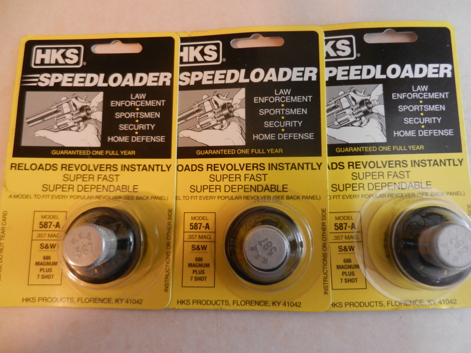 HKS Speedloader; 587-A; 7-Shot; 357 Mag; 3 Pack; Fast & Dependable