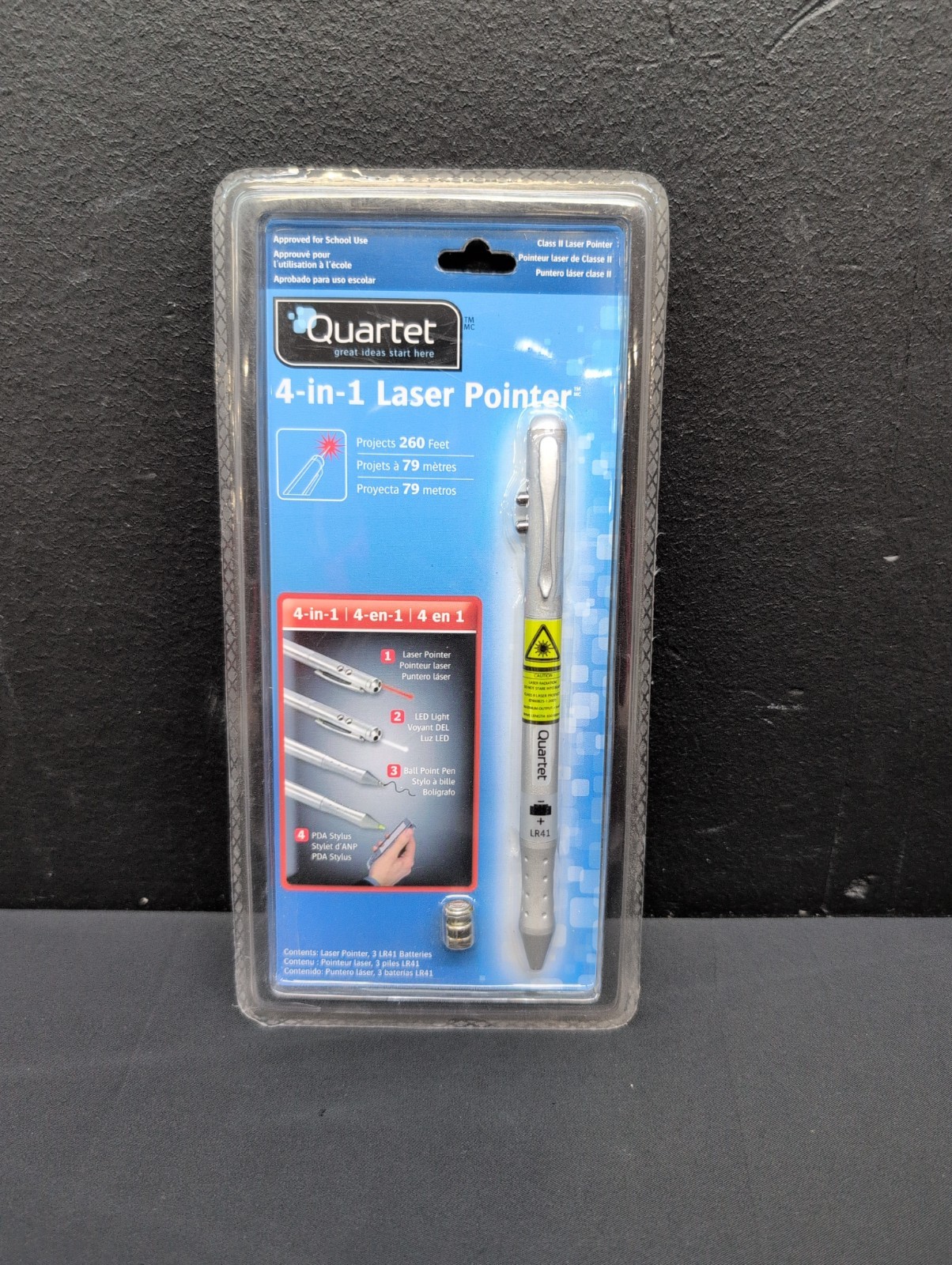 Quartet 4-in-1 Laser Pointer LED Light Ball Point Pen PDA Stylus