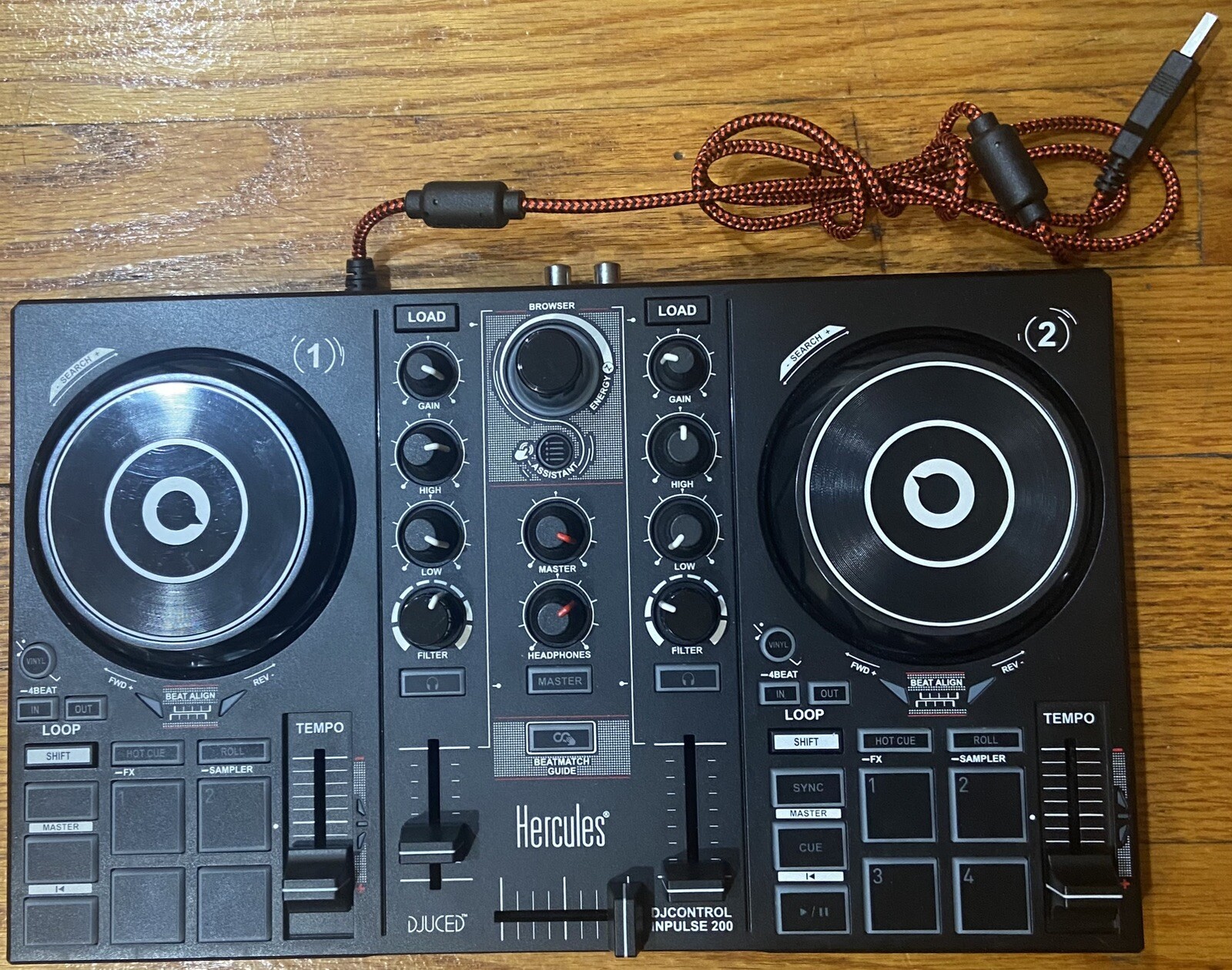 Hercules DJ Control Inpulse 200 DJ Controller Built-in Soundcard & IMA - Used