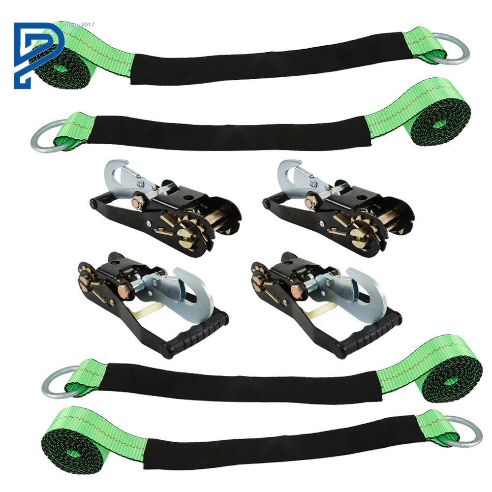 4 Pack Car Tie Down with Snap Hooks Lasso Style 2 Inch x 96 Inch