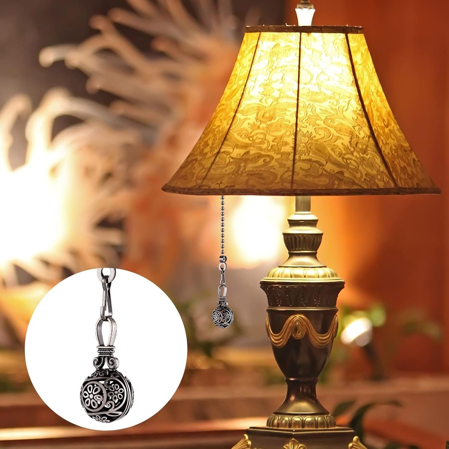 4 Pieces Ceiling Fan Pull Chain Vintage Hollow Fan Danglers Light Pull Chain Ext