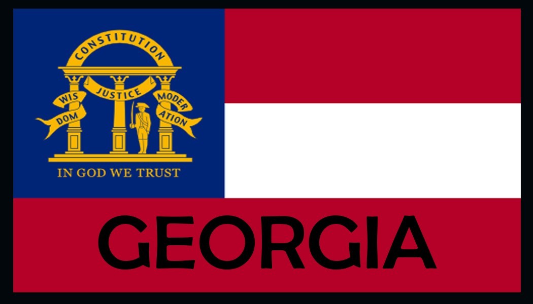 Georgia State Flag Patch W/  Hook  & Loop Tactical Black Border I