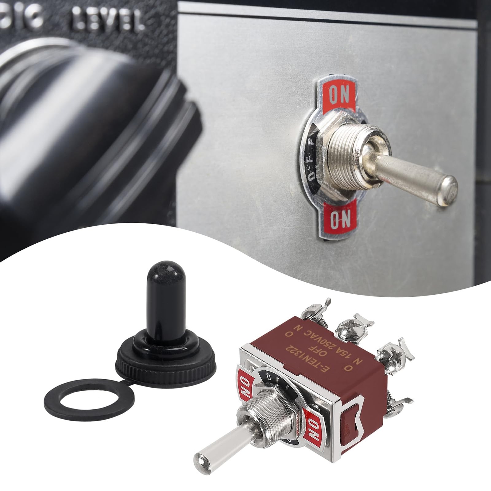 4PCS DPDT Toggle Switch 12V 30A 6 Pin Momentary ON Off ON with Waterproof Cap