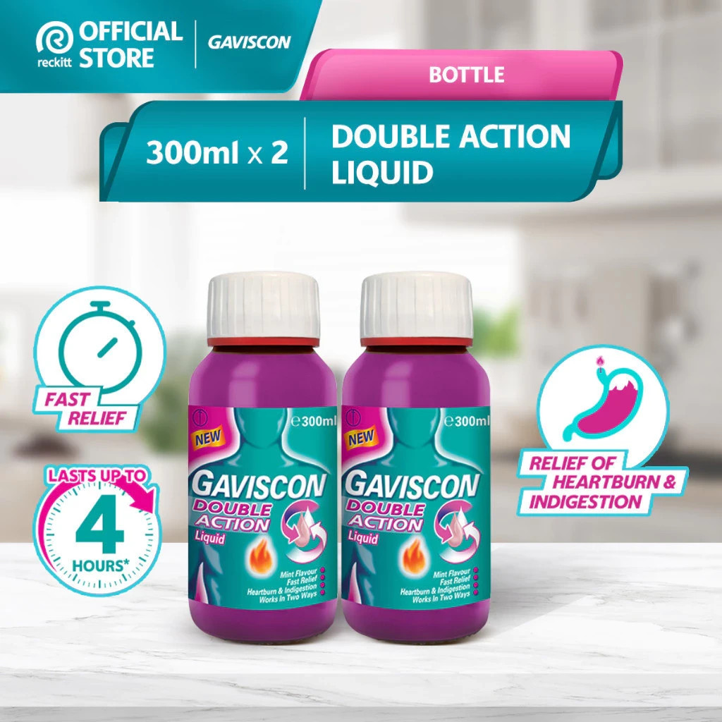 Gaviscon Double Action Liquid Bottle Mint Heartburn Indigestion Reflux Relief
