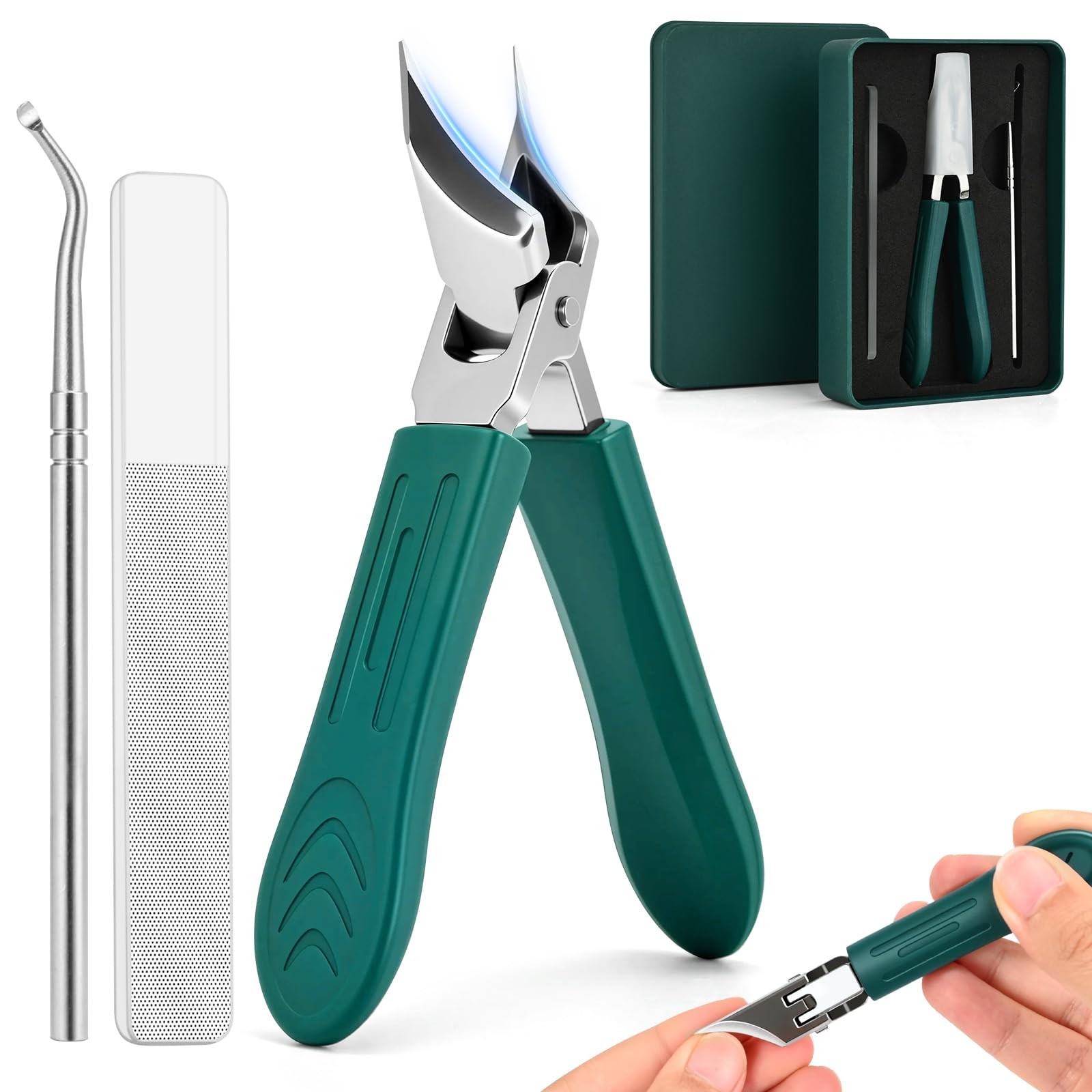 Upgraded Eagle Beak Beveled Nail Clippers, Long Handle Wide Jaw Slanted Nail Cli