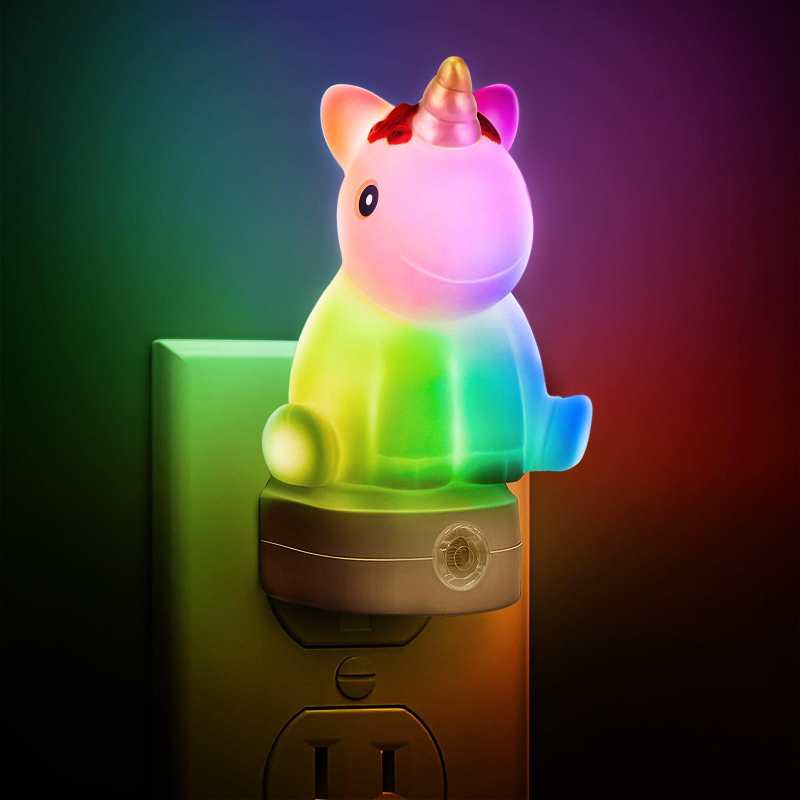 Plug-in Night Light for Kids, Cute Color Changing LED Night Light with Dusk t...