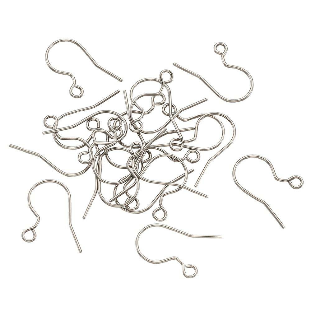 100pcs 304 Stainless Steel Earring Hooks with Loop Earwire Findings 18.5x16.5mm