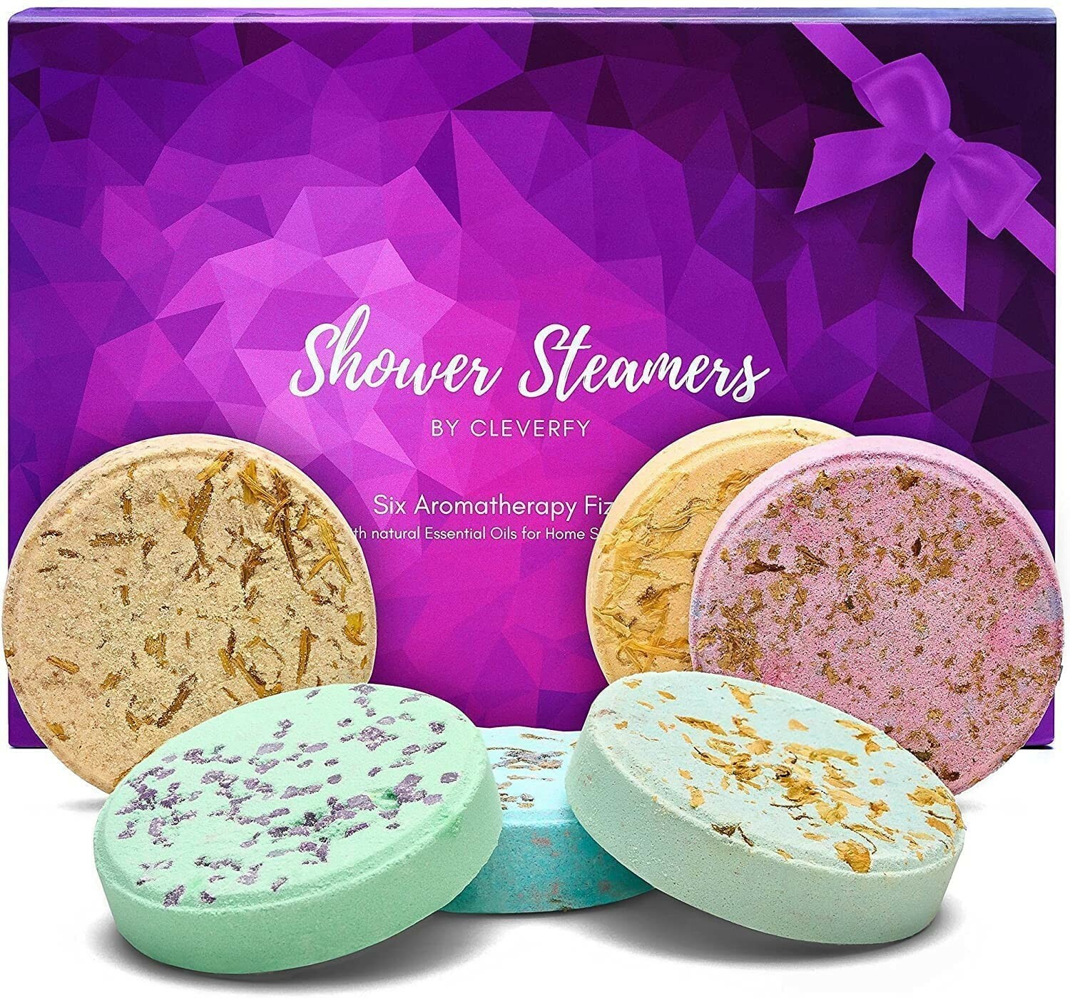 Aromatherapy Shower Steamers Purple Pk of 6 Shower Bombs with Essential Oil NEW