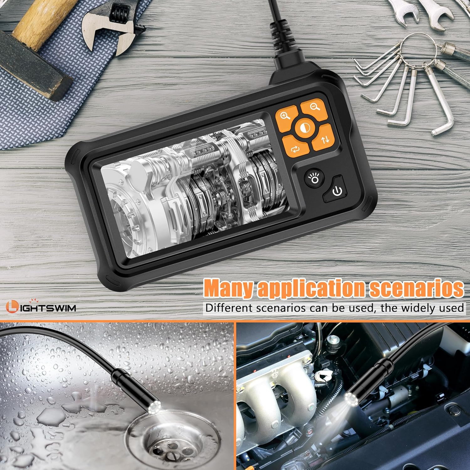 Industrial HD Digital Borescope, 1080P 4.3" IPS Endoscope Inspection