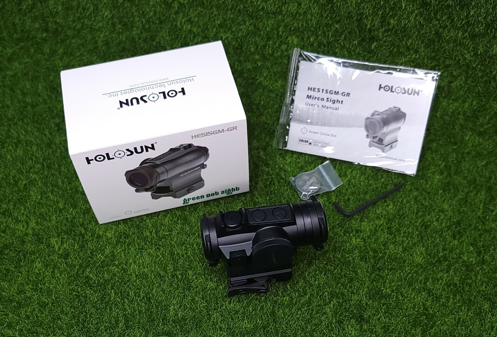 Holosun 1x20mm Green Dot Sight QD Mount 2 MOA Dot & 65 MOA Circle - HE515GM-GR