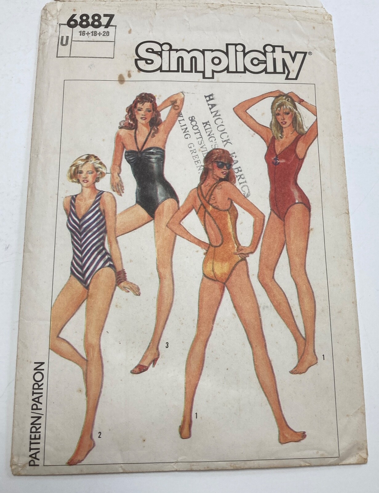 Simplicity 6887 Size 18-20 Plus Size One Piece Swimsuit Uncut Factory Folds