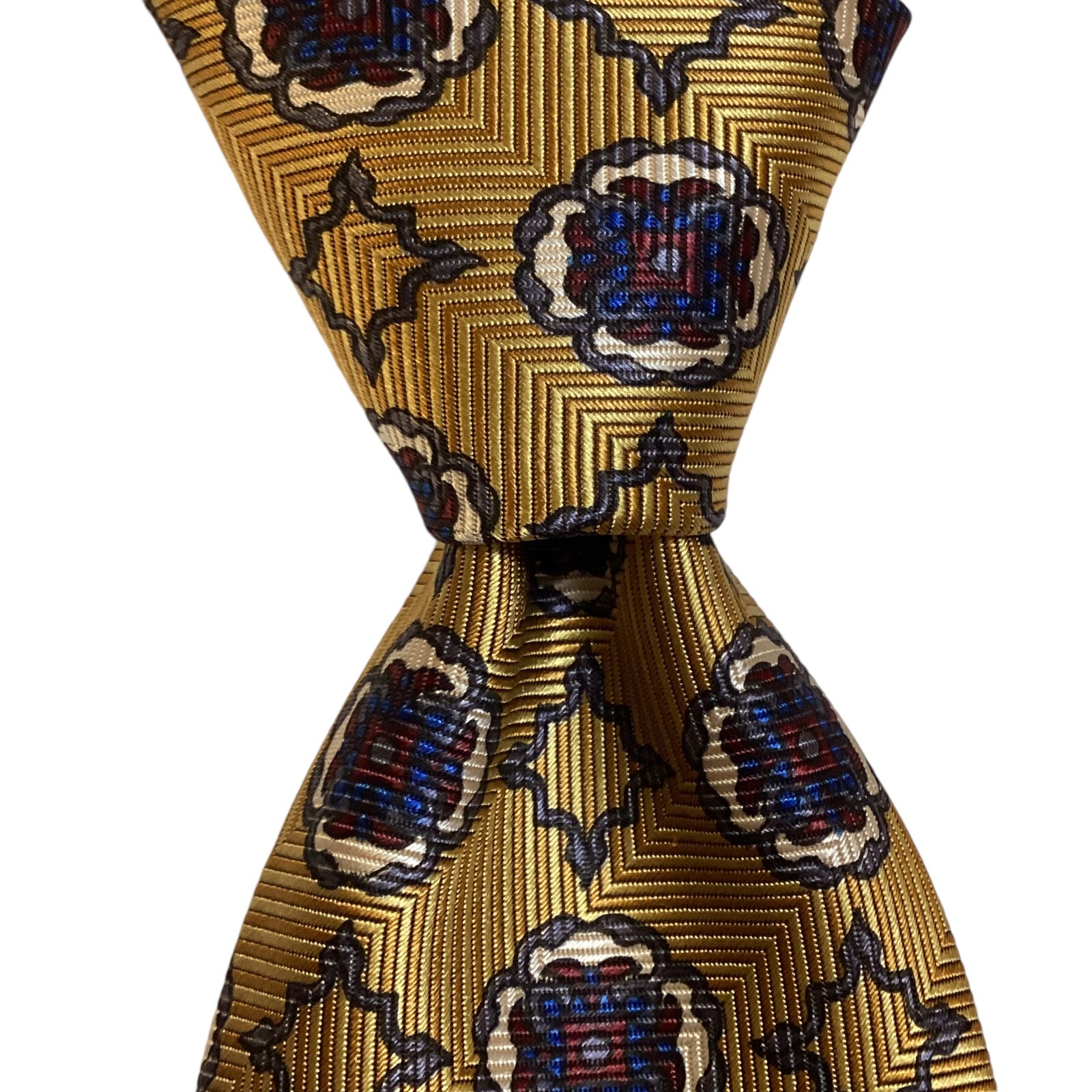 JOS. A. BANK Signature Gold Silk Necktie Designer Geometric Gold/Multi NWT $150