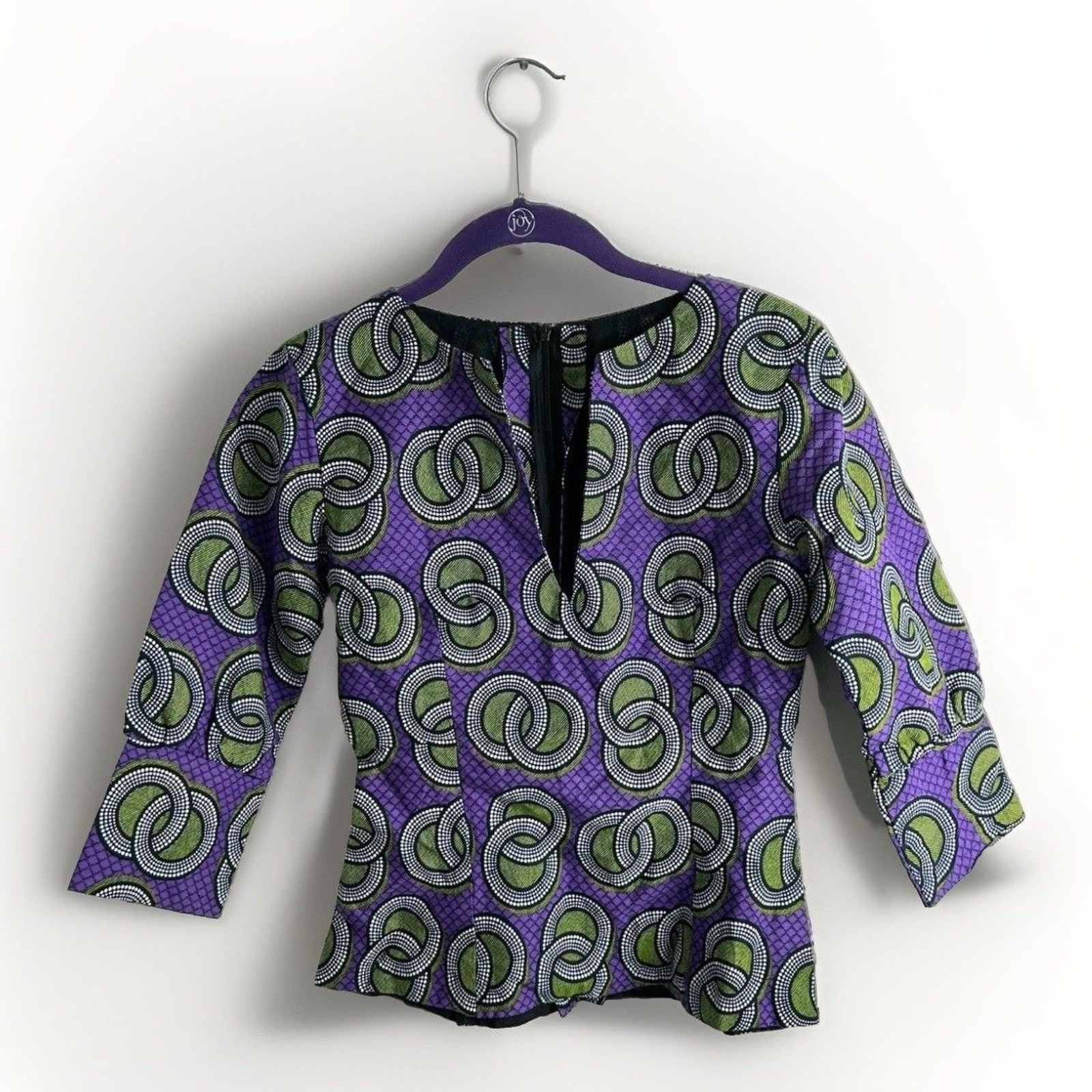 Girls African Wax Fabric Ankara Blouse No Size Check Measurements Purple Green