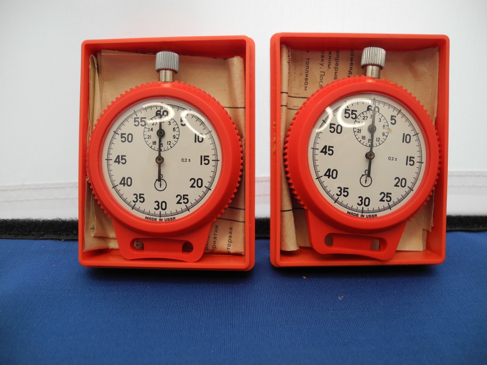 LOT OF 2 Vintage stopwatch pocket stop watch#4282 mechanical RED CASE, USSR
