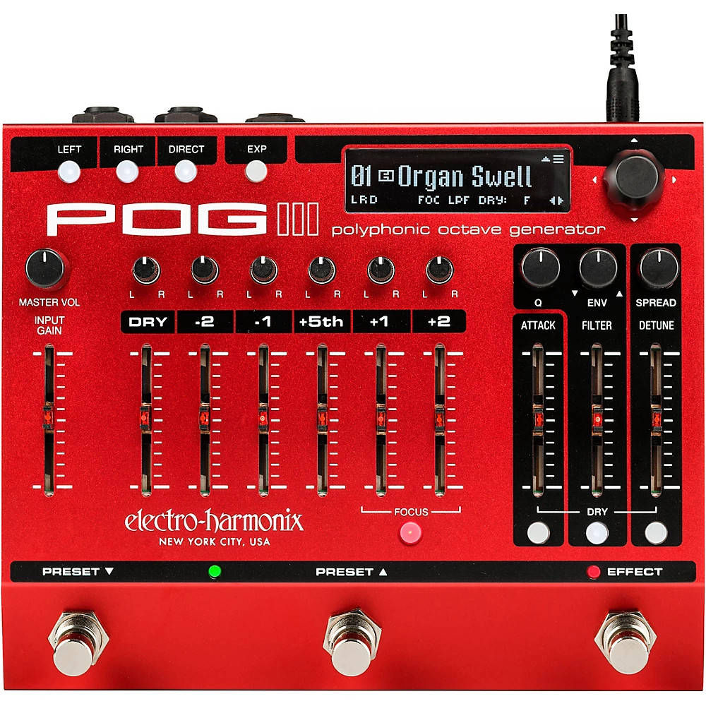 ElectroHarmonix POG3 Poly Octave Generator Effects Pedal Red