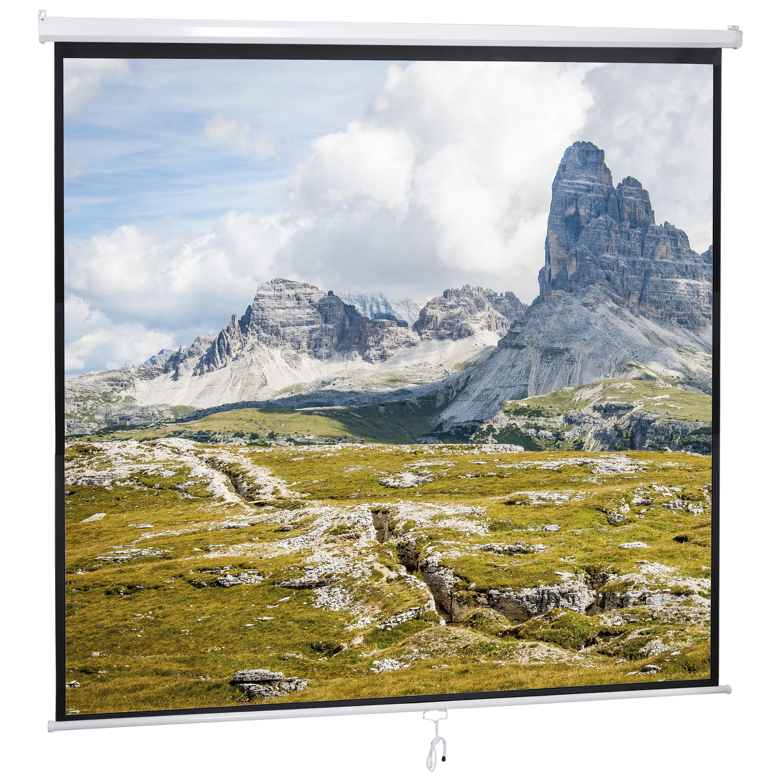 120" Manual Projector Screen 1:1 HD Format w/Auto Lock Anti-Crease Home Theater